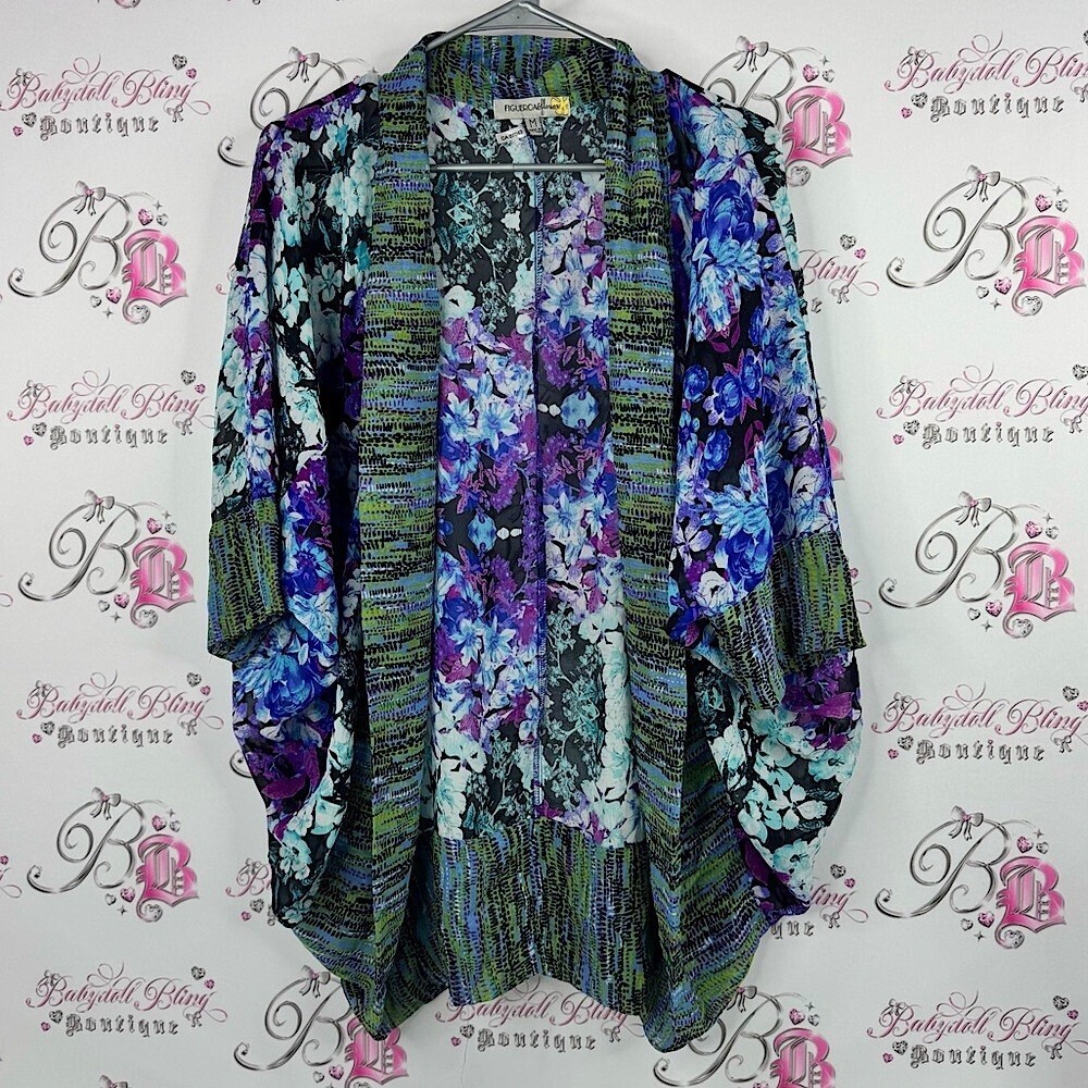 Figueroa & Flower Vibrant Kimono Cardigan beach coverup flowy stunning medium